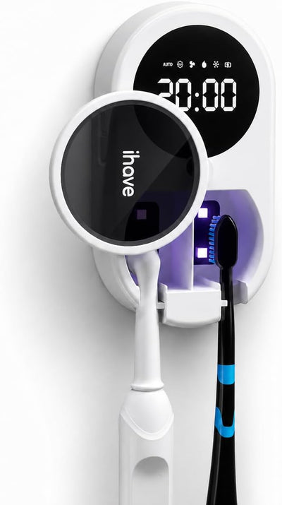 UV Toothbrush Sanitizer Holder – Wall-Mounted, Fan Drying (2 Slots)