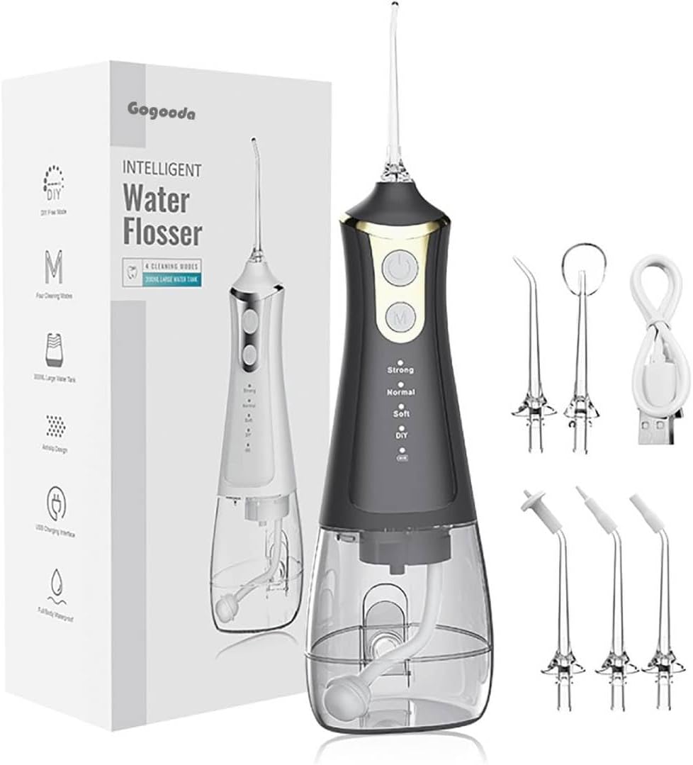 Cordless Rechargeable Water Flosser – 4 Modes, 5 Jet Tips
