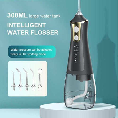 Cordless Rechargeable Water Flosser – 4 Modes, 5 Jet Tips