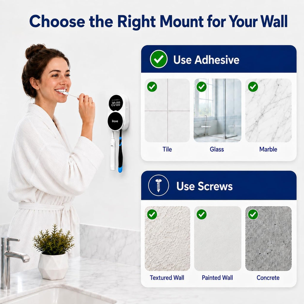 UV Toothbrush Sanitizer Holder – Wall-Mounted, Fan Drying (2 Slots)